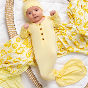 Baby Kids Bamboo Pajamas — Butter Than Ever Knotted Gown & Beanie Set — Image 1