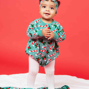 Baby Kids Bamboo Pajamas — Candy Cane Lane Bubble Sweatshirt — Image 1