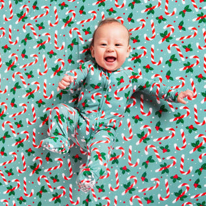 Baby Kids Bamboo Pajamas — Candy Cane Lane Bum Bum Blanket - Plush — Image 1