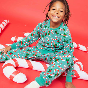 Baby Kids Bamboo Pajamas — Candy Cane Lane Jogger Set — Image 1