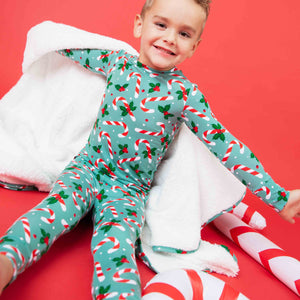 Baby Kids Bamboo Pajamas — Candy Cane Lane Long Sleeve Pajama Set — Image 1