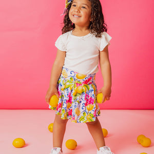 Baby Kids Bamboo Pajamas — Carpe Lemon Cap Sleeve Top and Skort Set — Image 1
