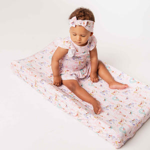 Baby Kids Bamboo Pajamas — Carousel Wishes Changing Pad Cover — Image 1