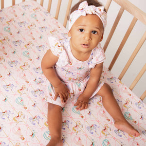 Baby Kids Bamboo Pajamas — Carousel Wishes Crib Sheet — Image 1