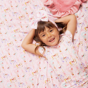 Baby Kids Bamboo Pajamas — Carousel Wishes Ruffled Minky Blanket — Image 1