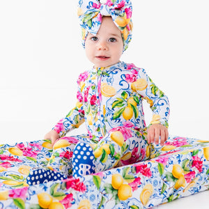 Baby Kids Bamboo Pajamas — Carpe Lemon Changing Pad Cover — Image 1