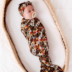 Baby Kids Bamboo Pajamas — Change is BeautiFALL Swaddle Headwrap Set — Image 1