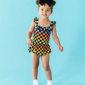 Baby Kids Bamboo Pajamas — Check Me Out Bubble Romper — Image 1