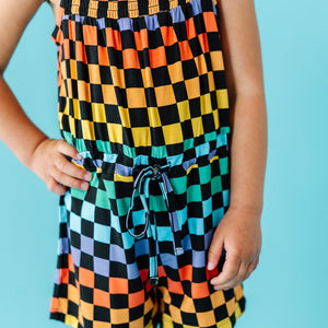 Baby Kids Bamboo Pajamas — Check Me Out Girls Romper — Image 1