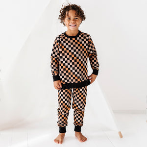 Baby Kids Bamboo Pajamas — Check Please Jogger Set — Image 1