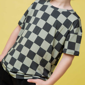 Baby Kids Bamboo Pajamas — Check Your Luck T-Shirt — Image 1