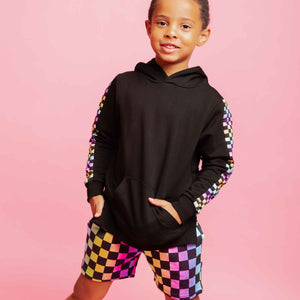 Baby Kids Bamboo Pajamas — Checkered Charm Pullover Hoodie — Image 1