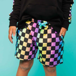 Baby Kids Bamboo Pajamas — Checkered Charm Pull-On Shorts — Image 1