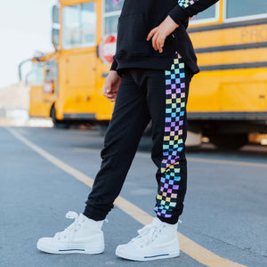 Baby Kids Bamboo Pajamas — Checkered Charm Relaxed Fit Sweatpants — Image 1