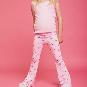 Baby Kids Bamboo Pajamas — Cherry Sweet Girls Foldover Flares — Image 1
