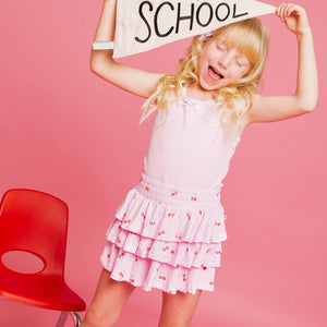 Baby Kids Bamboo Pajamas — Cherry Sweet Girls Ruffle Skort — Image 1