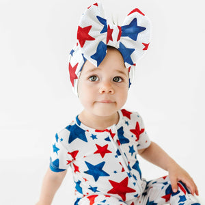 Baby Kids Bamboo Pajamas — Chill The Fourth Out Biggie Bow — Image 1