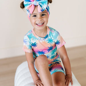 Baby Kids Bamboo Pajamas — Cool, Palm, & Collected Biggie Bow — Image 1