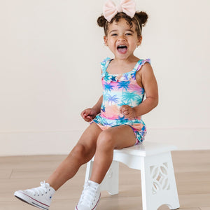 Baby Kids Bamboo Pajamas — Cool, Palm, & Collected Bubble Romper — Image 1