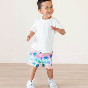 Baby Kids Bamboo Pajamas — Cool, Palm, & Collected T-Shirt & Shorts — Image 1