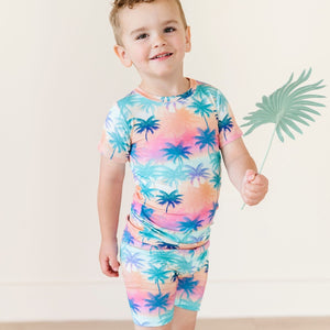 Baby Kids Bamboo Pajamas — Cool, Palm, & Collected Two-Piece Pajama Shorts Set — Image 1