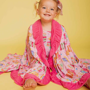 Baby Kids Bamboo Pajamas — Tiers of Joy Ruffle Bum Bum Blanket — Image 1