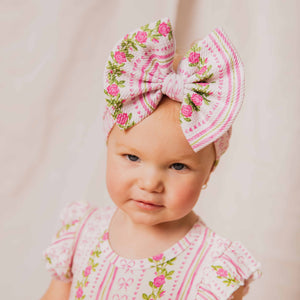 Baby Kids Bamboo Pajamas — Bowquet of Roses Biggie Bow — Image 1