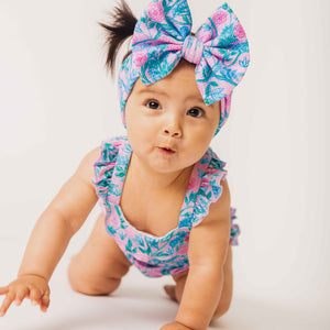 Baby Kids Bamboo Pajamas — Botanically Speaking Biggie Bow — Image 1