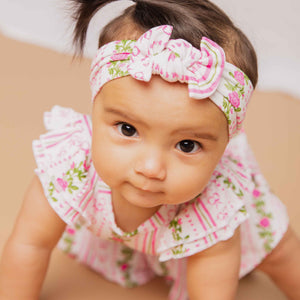 Baby Kids Bamboo Pajamas — Bowquet of Roses Headwrap — Image 1