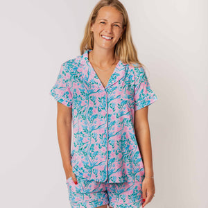 Baby Kids Bamboo Pajamas — Botanically Speaking Women's Collar Shirt & Shorts Set — Image 1