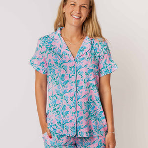 Baby Kids Bamboo Pajamas — Botanically Speaking Women's Collar Shirt & Shorts Set — Image 1