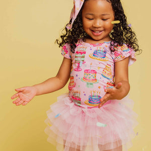 Baby Kids Bamboo Pajamas — Tiers of Joy Short Sleeve Top & Tulle Skort Set — Image 1