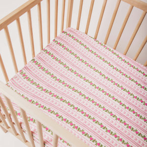 Baby Kids Bamboo Pajamas — Bowquet of Roses Crib Sheet — Image 1