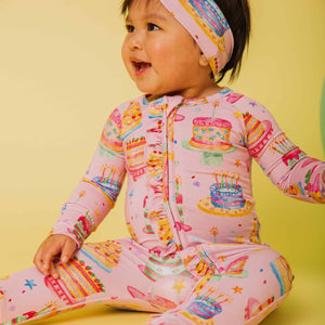 Baby Kids Bamboo Pajamas — Tiers of Joy Convertible Ruffle Romper — Image 1