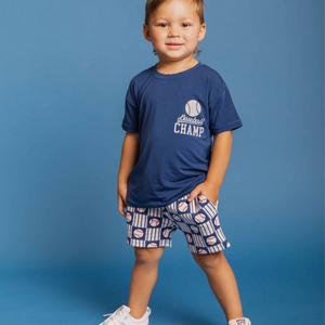 Baby Kids Bamboo Pajamas — Pitch Perfect Short Sleeve T-Shirt & Shorts Set — Image 1