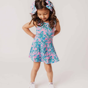 Baby Kids Bamboo Pajamas — Botanically Speaking Sleeveless Twistback Dress Romper — Image 1