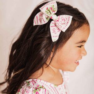 Baby Kids Bamboo Pajamas — Bowquet of Roses Woven Piggy Clip — Image 1