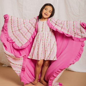 Baby Kids Bamboo Pajamas — Bowquet of Roses Ruffle Bum Bum Blanket — Image 1