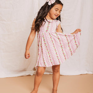 Baby Kids Bamboo Pajamas — Bowquet of Roses Cap Sleeve Dress & Shorts Set — Image 1