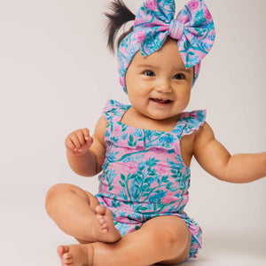 Baby Kids Bamboo Pajamas — Botanically Speaking Bubble Romper — Image 1