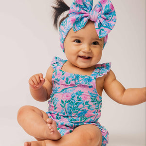Baby Kids Bamboo Pajamas — Botanically Speaking Bubble Romper — Image 1