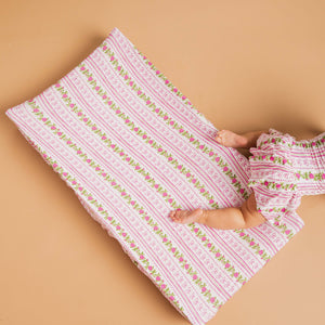 Baby Kids Bamboo Pajamas — Bowquet of Roses Changing Pad Cover — Image 1