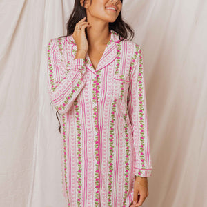 Baby Kids Bamboo Pajamas — Bowquet of Roses Women's Button Down Nightgown — Image 1