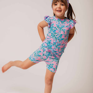 Baby Kids Bamboo Pajamas — Botanically Speaking Cap Sleeve Shirt & Shorts Set — Image 1