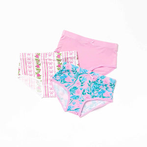 Baby Kids Bamboo Pajamas — Botanically Speaking 3-Pack Girl's Brief Underwear — Image 1