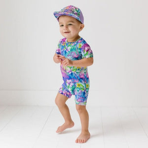 Baby Kids Bamboo Pajamas — Flocking Fabulous Shortie Romper — Image 1