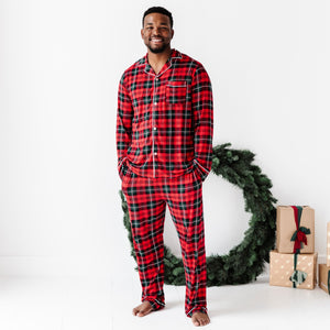Baby Kids Bamboo Pajamas — You Plaid Me At Hello Men's Collar Shirt & Pants Pajama Set — Image 1
