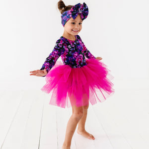 Baby Kids Bamboo Pajamas — Midnight Bloom Tulle Tutu Dress — Image 1