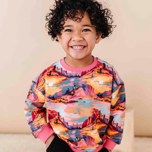 Baby Kids Bamboo Pajamas β Saddle Up Sunset Crew Neck Sweatshirt β Image 1