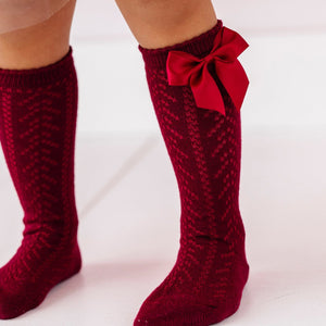 Baby Kids Bamboo Pajamas — Bamboo Pointelle Bow Socks — Image 1